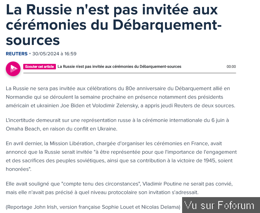 La Russie invitée le 6 Juin en Normandie