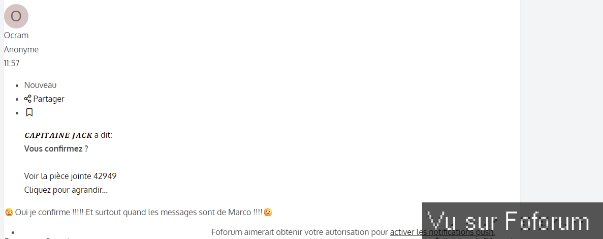Il semblerait qu'il y ait des bugs sur foforum