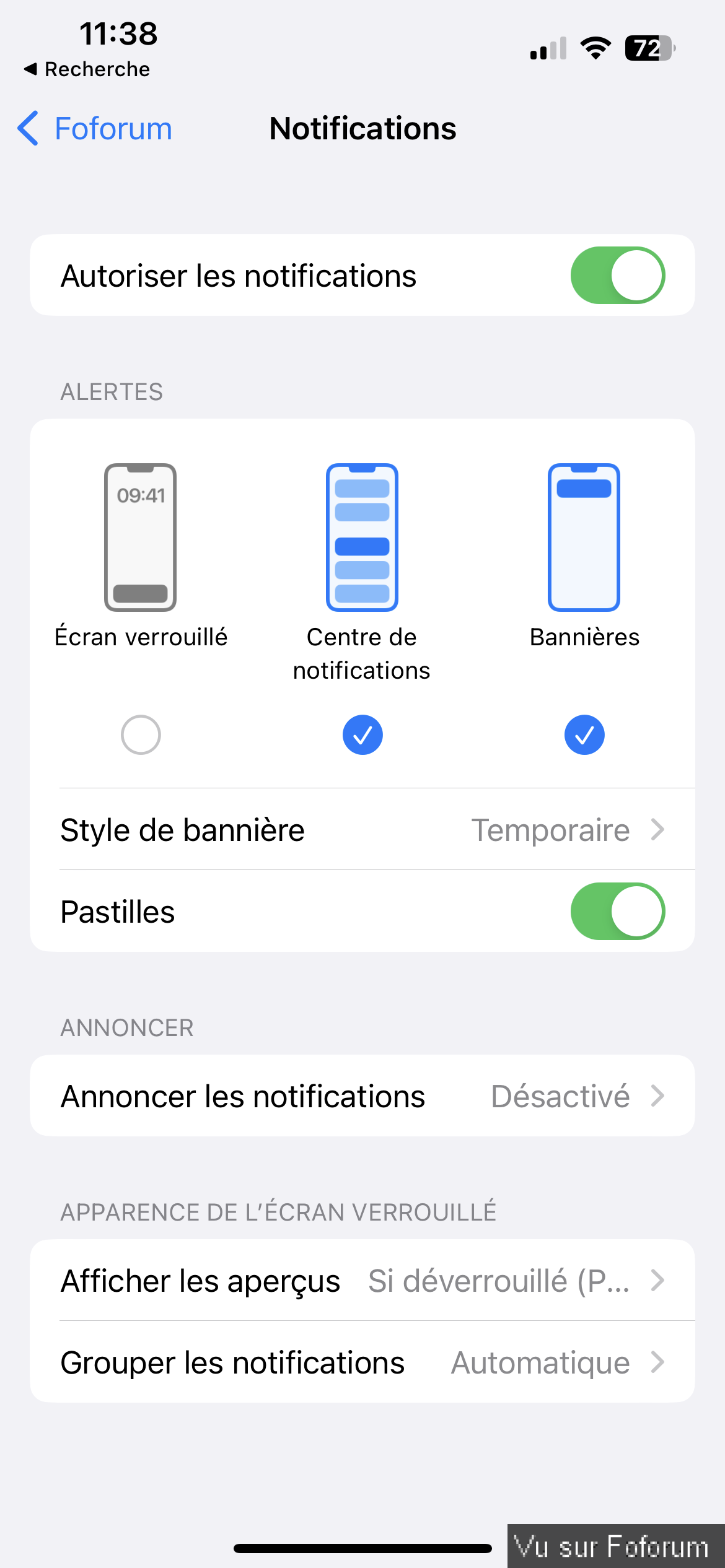 IPhone : Activer les notifications push Foforum